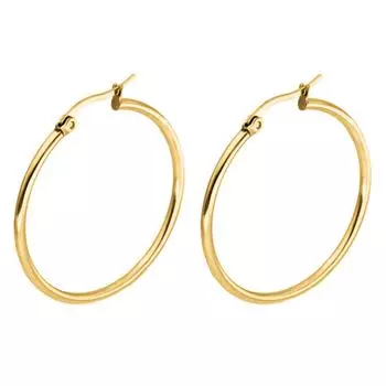 Серьги-кольца с твердым покрытием из стерлингового золота 925 пробы, штампованные One Size золотой