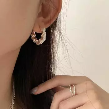 Серьги-кольца с жемчугом S925, женские, стерлингового серебра, французские, люкс, особый интересный дизайн, высококачественные серьги серебряный