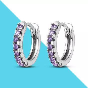 Серьги-кольца Saprking с фиолетовым цирконием, модные подвески для женщин, праздничный подарок для подруги-любовницы