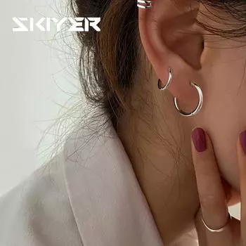 Серьги-кольца серебряного цвета, простые ювелирные изделия, подарочные аксессуары 19mm серебряный