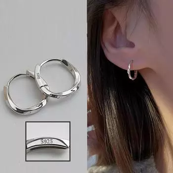 Серьги-кольца серебряного цвета с волной, большие круглые серьги, женские подарочные аксессуары