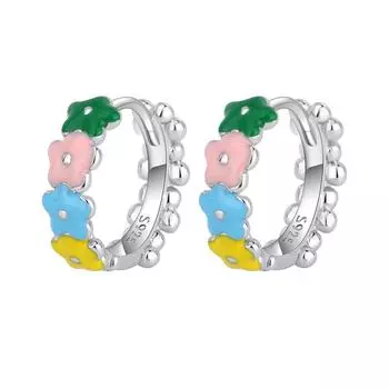 Серьги-кольца Sweet Plum Blossom Glue из стерлингового серебра 925 пробы для женщин, украшения для вечеринки, подарка на день рождения