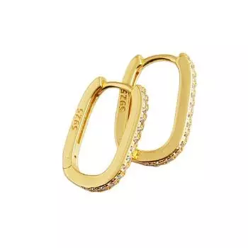 Серьги-кольца U-образной формы из стерлингового серебра 925 пробы для мужчин и женщин с микроцирконом, простые французские золотые серьги золотистый