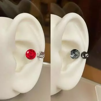 Серьги-кольца в форме подковы с двойным бриллиантом: С-образное кольцо из титановой стали с толстым стержнем и кохлеарными штифтами для милого, стильного вида