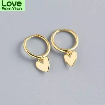 Серьги-кольца в форме сердца из стерлингового серебра 925 пробы для женщин, гладкие серьги из французского золота и серебра, ювелирные изделия, новые