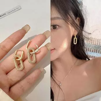 Серьги-кольца в стиле хип-хоп и рок с пряжкой из гладкого циркония, полные бриллиантов и драгоценных камней, для женщин, оптовая продажа ювелирных изделий ER064 Gold