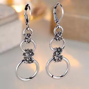 Серьги-кольца в стиле ретро серебряного цвета для женщин, серьги-кольца с пряжкой, ювелирные изделия, подарок на вечеринку серебряный