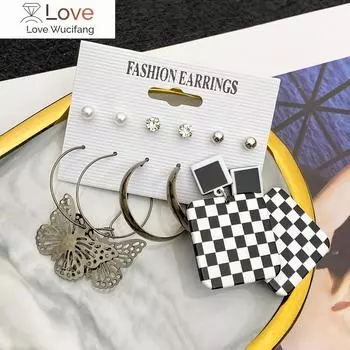 Серьги-кольца в стиле ретро с сеткой-бабочкой для женщин, богемные черные серьги-подвески с капающим маслом, женские ювелирные изделия для вечеринок Brincos