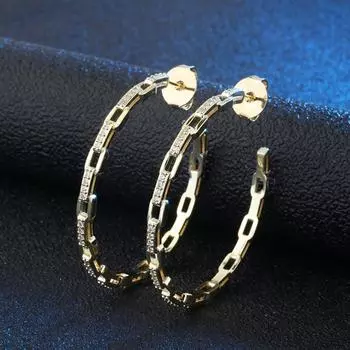 Серьги-кольца WWJ INS Style 18-каратного золотого цвета, большие круглые украшения из циркона с паве золотой