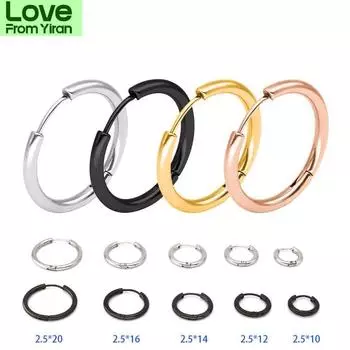 Серьги-кольца женские золотые / розовое золото / черный цвет круглые серьги-кольца серьги-клипсы Aretes Mujer