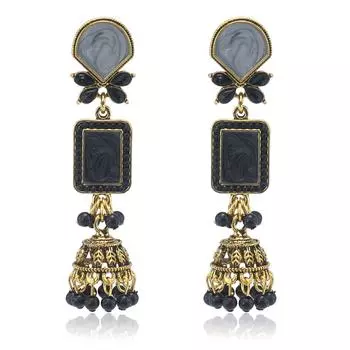 Серьги-колокольчики в стиле ретро, универсальные ослепительные длинные серьги с капающим маслом, танцевальные свадебные серьги-фонарики Ид аль-Фитр Лассер Байрам