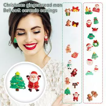 Серьги-колокольчики в виде рождественского человечка из мультфильма «Игла» Высококачественные интересные серьги в виде лося One Size