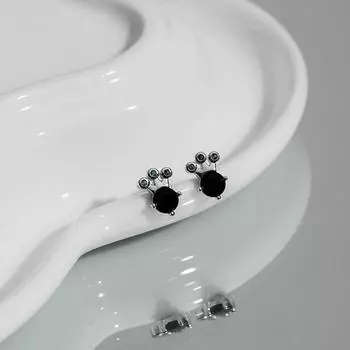 Серьги-короны Серьги из черного циркония Мини-серьги в холодном стиле Серьги для женщин на лето