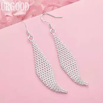 Серьги-косички из стерлингового серебра 925 пробы, свадебные украшения 7.50*1.50cm