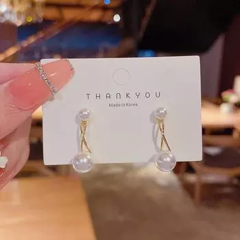 Серьги-крестики из серебра 925 пробы с жемчугом: Стильный и уникальный E4475 золотой