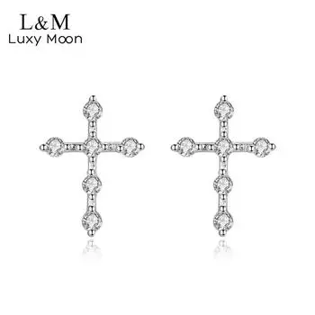 Серьги-крестики из стерлингового серебра S925, серьги с гальваническим цирконом 18 карат S925