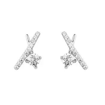 Серьги-крестики с бриллиантами и геометрические серьги. Ленивые французские простые и элегантные серьги. Уникальные и универсальные.