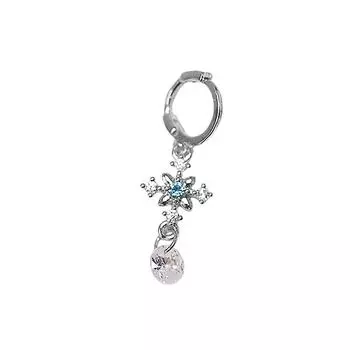 Серьги-крестики с голубыми бриллиантами, серьги-потоки с холодным ветром, круглые бриллиантовые застежки-снежиночки из циркония copper