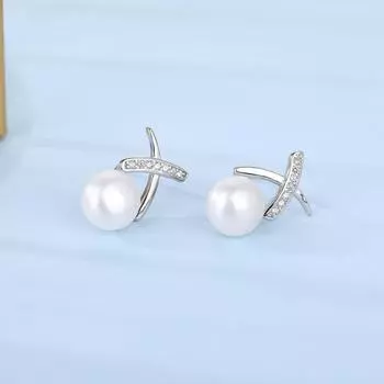 Серьги-крестики с жемчугом для женщин с маленьким и изысканным темпераментом, пирсинг ушей и нежные серьги летом