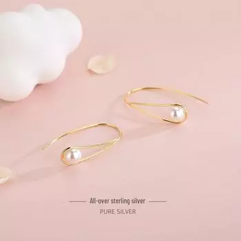 Серьги-крючки Banyan Tree S925 Silver Teardrop Pearl - Элегантный дизайн для женщин ES1061 серебряный