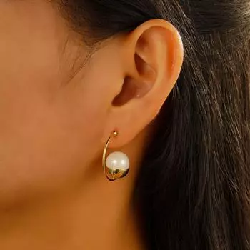 Серьги-крючки Douyin Retro Pearl - Элегантные серебряные серьги во французском стиле