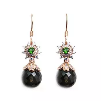 Серьги-крючки из натурального дымчатого и розового кварца, настоящие драгоценные камни, стерлинговое серебро 925 пробы, ювелирные украшения, праздничная одежда для вечеринок M коричневый