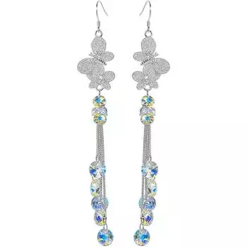 Серьги-крючки из стерлингового серебра 925 пробы со сверкающими австрийскими кристаллами