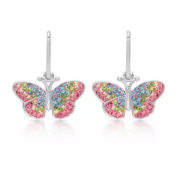 Серьги-крючки из стерлингового серебра 925 пробы с пастельными кристаллами и бабочками