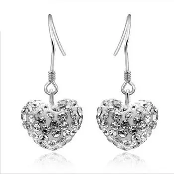 Серьги-крючки Love Ear Hook для женщин в стиле ретро, инкрустированные бриллиантами, в форме трехмерного сердца, простые, легкие, роскошные аксессуары