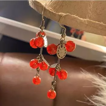 Серьги-крючки Premium Sense Retro, уникальный дизайн, серьги с красными фруктами, женские очаровательные серьги, модные гвоздики красный