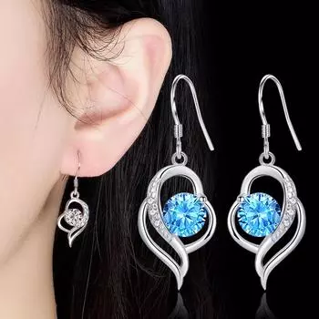 Серьги-крючки с циркониевым серебряным покрытием, маленькие модные средние и длинные серьги-капельки, серьги Love Soft Water для женщин