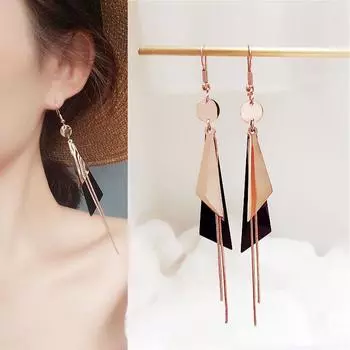 Серьги-крючки с кисточками из розового золота с тонким лицом, женские