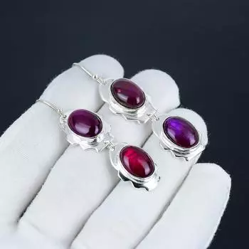 Серьги-крючки с розовым лабрадоритом и драгоценным камнем, серьги из стерлингового серебра 925 пробы, серьги-подвески из серебра ручной работы в стиле бохо, подарок на помолвку 2.55 розовый