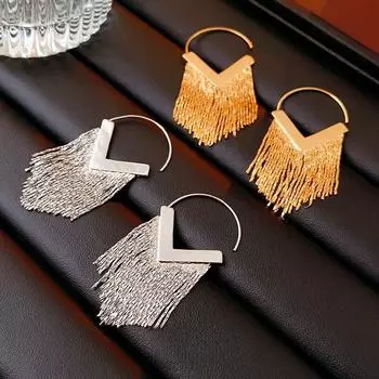 Серьги-крючки с V-образной кисточкой, универсальные серьги, легкие роскошные серьги золотой