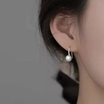 Серьги-крючки с жемчугом из стерлингового серебра S925, женские простые, нежные, элегантные, милые, маленькие, свежие, темпераментные серьги