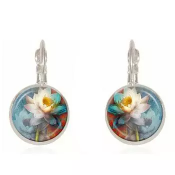 Серьги-крючки в этническом стиле с драгоценными камнями в стиле индийского лотоса, серьги-крючки в стиле ретро с французскими крючками