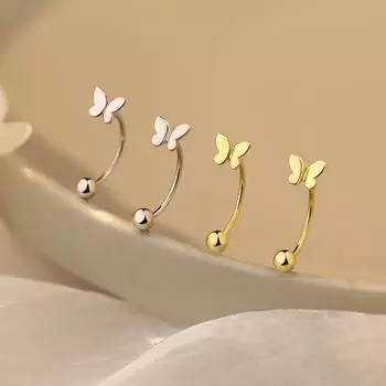 Серьги-крючки в форме бабочки — это свежие и милые серьги для пирсинга ушей в пасторальном стиле для литературных девушек