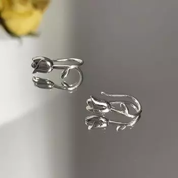 Серьги-крючки в виде тюльпана, стиль ретро, стиль Гонконга, простые серьги, серьги, серьги