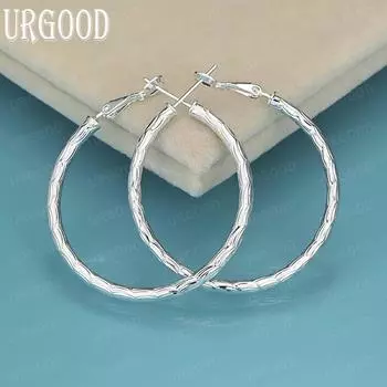 Серьги круглые 40 мм из стерлингового серебра 925 пробы для модных свадебных украшений 40mm