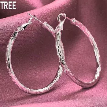 Серьги круглые 40 мм из стерлингового серебра 925 пробы для модных свадебных украшений 40mm