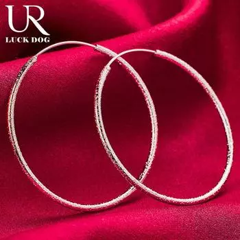 Серьги круглые матовые из стерлингового серебра 925 пробы 50/60 мм, модные ювелирные изделия 50mm60mm