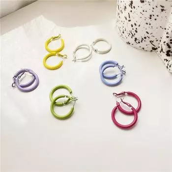 Серьги круглые Серьги Candy Color Girl Heart Simple Ins Cold Style круглые Серьги College Style Color Eardrops Earrings 2.5cm