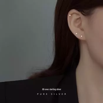 Серьги-кубы из серебра 925 пробы — элегантный тренд 2023 года для проколотых ушей, высококачественный минималистичный дизайн для женщин S925 Silver чёрный/алмаз