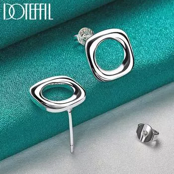 Серьги квадратные и круглые из стерлингового серебра 925 пробы, свадебные украшения с подвесками 1.10*1.10cm