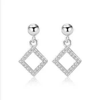 Серьги квадратные из стерлингового серебра S925, женские серьги в корейском стиле Ins Square, темпераментные серьги, серьги 925