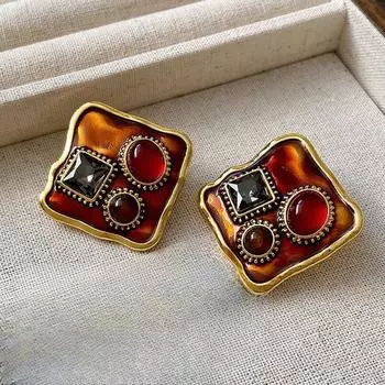 Серьги квадратные в стиле ретро