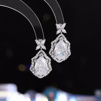 Серьги легкие роскошные серьги-гвоздики с высоким чувством счастливой травы капли воды из циркона, серебряные иглы 925 пробы, супер яркие темпераментные серьги-гвоздики серебряный