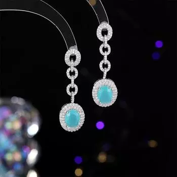 Серьги легкие роскошные высококачественные серьги из циркония S925 серебряные иглы изысканные роскошные длинные серьги синий