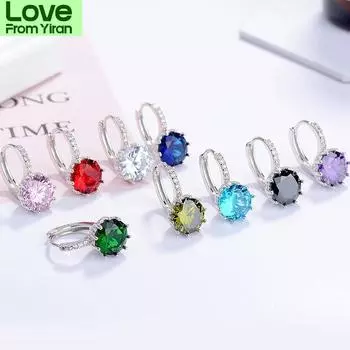 Серьги Lekani Fashion, серьги-подвески, высококачественные кристаллы из стерлингового серебра 925 пробы, для женщин, подарок на День матери красный