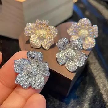 Серьги-лепестки темперамента, розовые нежные серьги-гвоздики в форме цветка, леди темперамент розовый